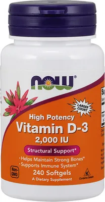 Produktbild von Vitamin D3 2000 IU (50mcg) 240 Weichkapseln Now Foods