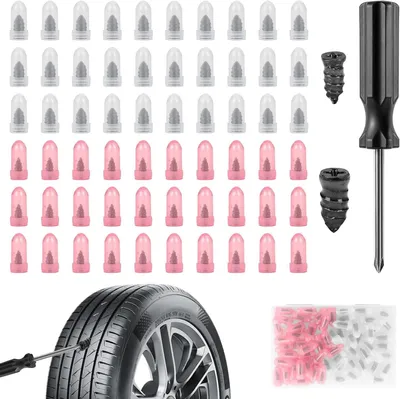 Produktbild von Reparatursatz für Reifen – Reparatur von Reifenpannen – Autowartung – Hohe Verschleißfestigkeit – 60 Stück – Schwarz