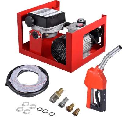 Image de Pompe électrique pour fioul – Pompe de transfert de carburant – 220 V – 550 W – Auto-amorçante – Avec débitmètre – Buse d'arrêt automatique – Tuyau