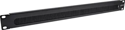 Produktbild von InLine 19" Kabel Durchführungsplatte mit Bürste, 1HE, RAL 9005 schwarz, Bürstenleiste, SPCC, Stahl, Schwarz, 207 g