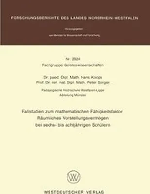 Obrázek produktu pro Fallstudien zum mathematischen Fähigkeitsfaktor Räumliches Vorstellungsvermögen bei sechs- bis achtjährigen Schülern