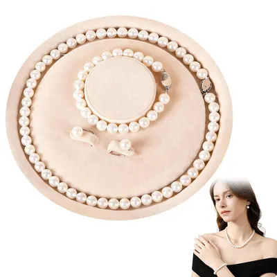 Produktbild von Perlen Schmuck Set Damen, Elegante Perlenkette Armband & Ohrstecker, Hochzeits- & Festschmuck, Geschenk für Frauen