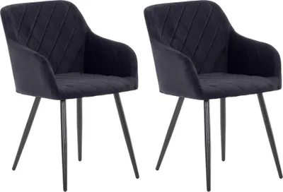 Produktbild von CLP 2er Set Esszimmerstuhl Shila schwarz Material Samt