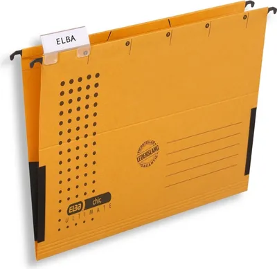 Produktbild von Hängetasche chic A4 230g/qm Karton mit Leinenfröschen gelb VE=20x5 Stück