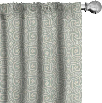Produktbild von ABAKUHAUS Retro Vorhänge, Gardinen, Altertümlich Mosaik-Fliesen-Muster mit geometrischen Elementen und Blumen, 2 Stück 75 x 175 cm, Reseda Grün und Beige