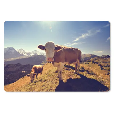 Produktbild von MuchoWow® Schreibtischunterlage Kühe - Licht - Alpen 60x40 cm - XXL Mauspad - Großes Mauspad