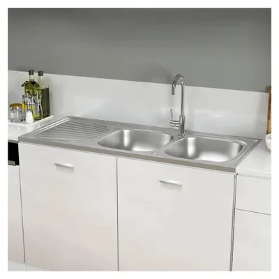 Produktbild von Doppelspüle aus Edelstahl 1200x600x155 mm für die Küche