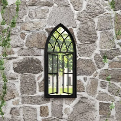 Produktbild von "im Angebot" Gartenspiegel Schwarz 70x30 cm Eisen - Wandspiegel CC7917
