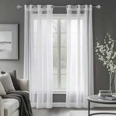 Immagine prodotto di Tende trasparenti - Tende in voile - Decorazioni per il soggiorno - Trasparenti alla luce - 2 pezzi, 140x240 cm - Bianche