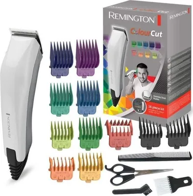 Image de Tondeuse Cheveux Homme Remington Color Cut HC5035, Lames Acier Inoxydable Auto-Affûtées, 11 Sabots Colorés, 1.5-25mm