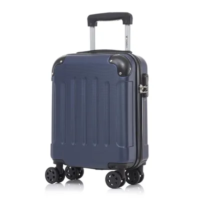 Produktbild von Koffer Trolley Reisekoffer Suitcase, Rollkoffer Handgepäck ,mit 4 Rollen360°, Hartschalenreisekoffer, Zahlenschloss, Weicher Gummigriff(S.Dunkelblau)