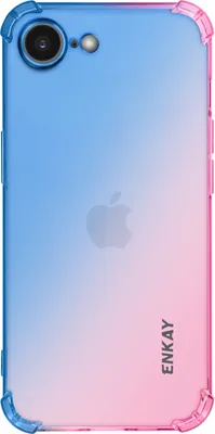 Image de Enkay, iPhone 16e étui silicone dégradé, bleu / rose