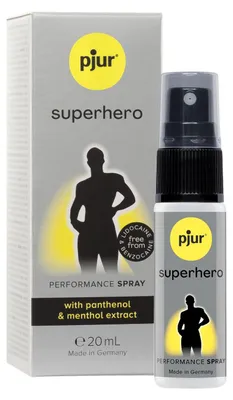 Obrázek produktu pro pjur Superhero Performance Spray, Zpoždění, Sprej, Černá, Šedá, Propylene Glycol, Laureth-4, Aqua (Water), Alcohol denat., Panthenol, Mentha arvensis Leaf Oil,..., 1 kusů