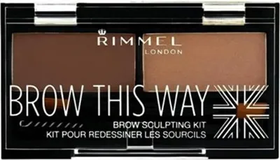 Produktbild von Rimmel Brow This Way, 2 Farben, Braun, Medium Brown, MICA, TALC, DIMETHICONE, CAPRYLIC/CAPRIC TRIGLYCERIDE, MAGNESIUM STEARATE, PHENOXYETHANOL,..., Rechteck, 3,27 g