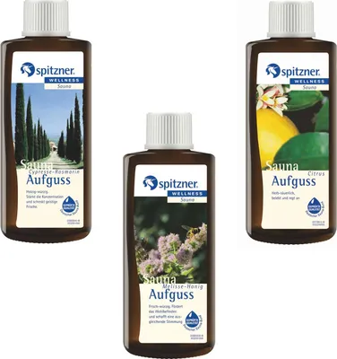 Produktbild von Spitzner Saunaaufguss 3 Düfte Cypresse Rosmarin Melisse Citrus mit je 190 ml