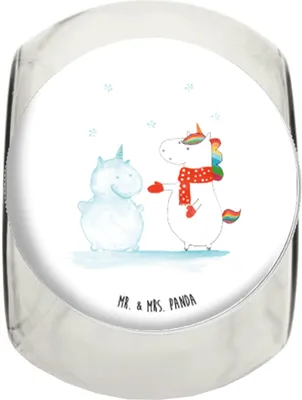 Produktbild von Mr. & Mrs. Panda Kaffeedose Einhorn Schneemann XL 2000ml - Weiß - Geschenk, Unicorn, Schnee, Weihnachten, Winter, Vorratsglas, Süßigkeiten Glas, Kuchen, Bonboniere