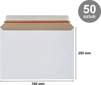 Zdjęcie produktu dla Koperty kartonowe kurierskie Białe B4 250x350mm, 50 sztuk