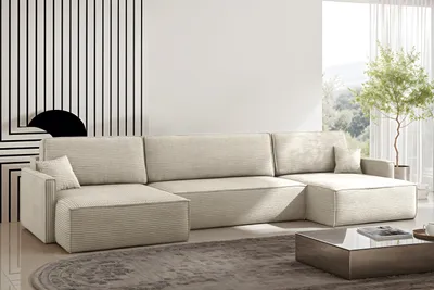 Obrázek produktu pro Kaiser Möbel Rohová sedací souprava Carlos s funkcí spaní a podnožkou Elegantní látka Poso Beige