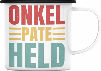 Produktbild von Trendation - Patenonkel Emaille Tasse Geschenk Lustiger Spruch Geschenkidee Paten-Onkel (Schwarz)