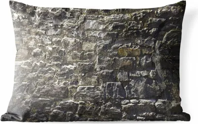 Produktbild von MuchoWow® Outdoor Kissen - Wand - Steine - Grau - 60x40 cm - Wetterfest - Lounge Kissen - Zierkissen - Kissen für Innenräume