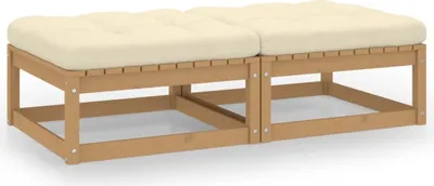 Produktbild von Garten-Fußhocker mit Kissen 2 Stk. Massivholz Kiefer