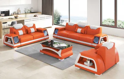 Produktbild von Sofagarnitur Sessel Sofas 3tlg Orange JVmoebel