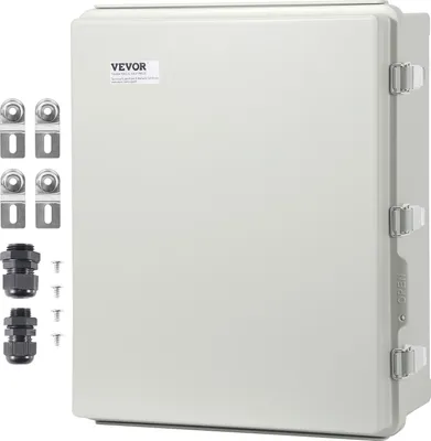 Zdjęcie produktu dla Skrzynka przyłączeniowa VEVOR 530 x 430 x 200 mm, skrzynka elektryczna wykonana z tworzywa ABS z pokrywą na zawiasach, zamek ze stali nierdzewnej, IP67 pyłoszczelna i wodoodporna do zewnętrznych projektów elektrycznych