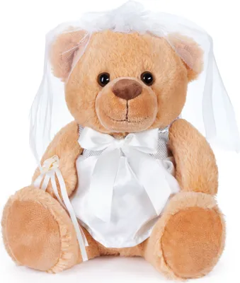 Produktbild von BRUBAKER Teddybär Braut im weißen Hochzeitskleid - 25 cm Teddy Geschenk für Hochzeit, Verlobung und Junggesellenabschied - Hochzeitsgeschenk