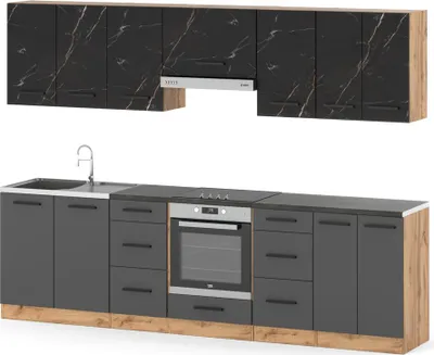 Zdjęcie produktu dla Meble Kuchenne Modułowe Z Blatem Duże Roma 2.8M Wotan San Sebastian Szary