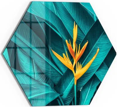 Produktbild von DEQORI Glasbild Echtglas 55x48 cm 'Exotische Tropenblüte' Wandbild Bild modern Deko