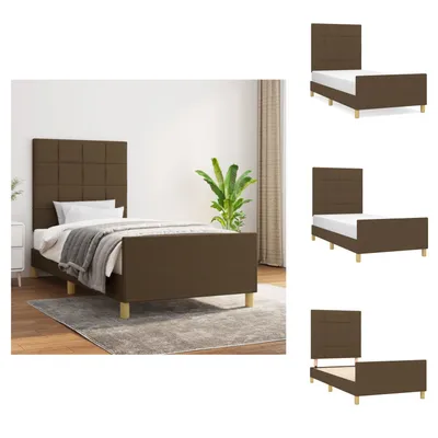 Produktbild von vidaXL Bettgestell mit Kopfteil Dunkelbraun 90x200 cm Stoff -  Betten & Bettgestelle