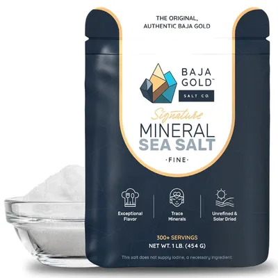Produktbild von Baja Gold Mineralisches Meersalz, fein gemahlen, 0,5 kg Beutel | Gourmet-Meersalz mit reduziertem Natriumgehalt, reich an Mineralien, voller Geschmack