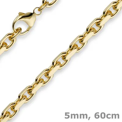 Produktbild von 5mm Kette Collier Ankerkette aus 750 Gold Gelbgold 60cm Herren Goldkette