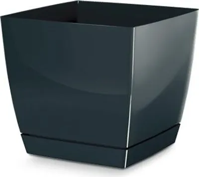 Image de Květináč COUBI SQUARE P s miskou 10 cm - barva: grafit