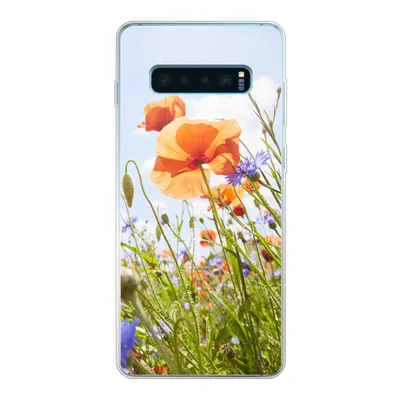 Produktbild von MuchoWow® Handyhülle Schutzhülle Hülle für Samsung Galaxy S10 Lite Blumen - Mohn - Frühling - Natur - Rot - Blau Silikon Softcase Handy Hülle - Schutz