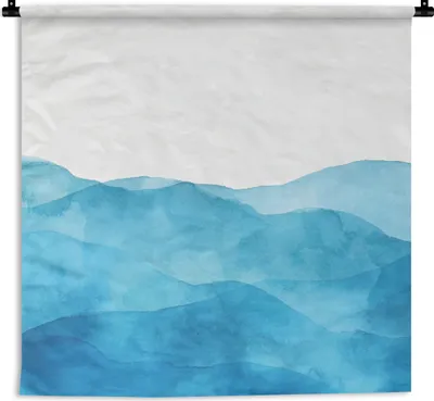 Produktbild von MuchoWow® Wandteppich Wandbehang Meer - Wellen - Aquarell 150x150 cm Tapisserie Dekoration Wandtuch - Wohnaccessoires - Modernes
