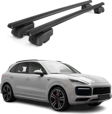 Obrázek produktu pro Příčné střešní nosiče pro Porsche Cayenne 2018–2024, černý hliník