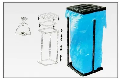 Produktbild von Müllsackständer schwarz - 60 Liter - Geeignet für gelbe Säcke - Müllbeutelhalter