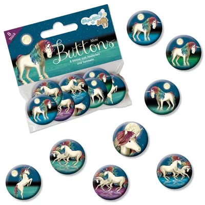 Produktbild von Lunabelle Mini Buttons, Einhorn-Anstecker für Mädchen im 8er Pack