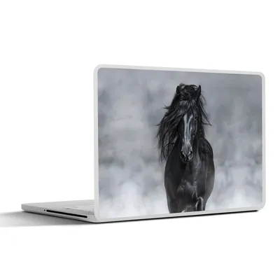 Produktbild von MuchoWow® Laptop Aufkleber Sticker Cover Pferd - Schwarz - Smoke 40x30 cm - Laptop Dekoration - Selbstklebend