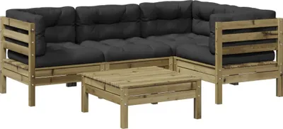 Produktbild von vidaXL 5-tlg. Garten-Sofagarnitur mit Kissen Kiefernholz Imprägniert