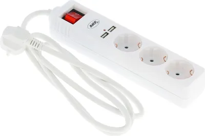 Produktbild von 3 fach Steckdosenleiste mit Kippschalter, 2x USB, Mehrfachsteckdose, Steckerleiste