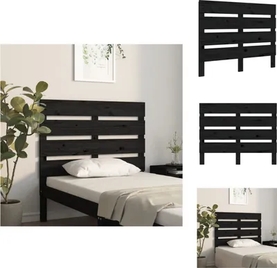 Produktbild von vidaXL Bett-Kopfteil Schwarz 100x3x80 cm Massivholz Kiefer -  Kopf- & Fußenden