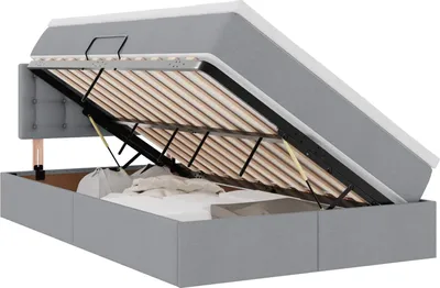 Obrázok produktu pre vidaXL LED posteľ s úložným priestorom a matracom, svetlosivá, 120 x 200 cm, látka