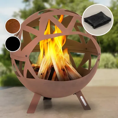 Image de Blumfeldt Brasero Exterieur pour le Jardin et Terrasse, Brasero Portable, Couverture Pluie, Bol en Acier, Brasero Rond avec Foyer Camping, Brûleur à Bois, Résistant aux Intempéries, Tisonnier Inclus