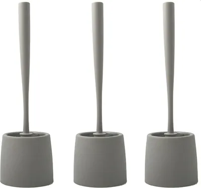 Produktbild von Spirella WC Bürste Klobürste Toilettenbürste „Ricky“ mit hygienischem Behälter matt taupe - 3 Stück