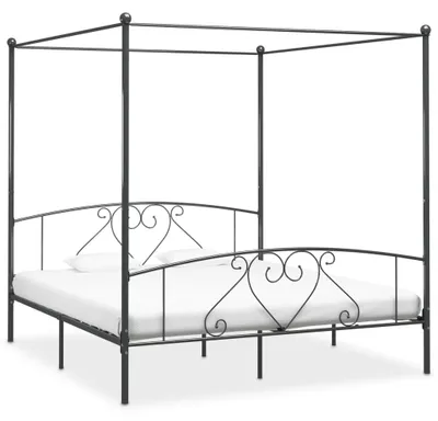 Produktbild von vidaXL Himmelbett-Gestell Grau Metall 180 x 200 cm