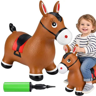 Produktbild von Hüpfpferd Kinder Springtier Aufblasbares Hüpfspielzeug Pferd mit Pumpe 55x25x48 cm ab 2 Jahren Braun