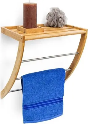 Image de Étagère de salle de bain en bambou et chrome