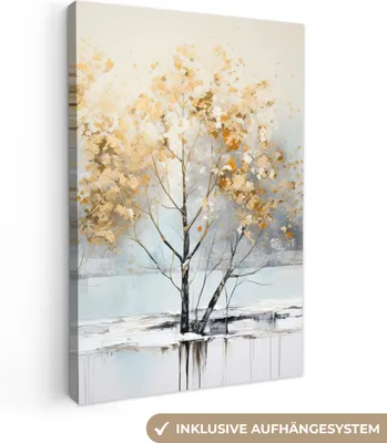 Produktbild von MuchoWow® - Leinwandbilder - Winter - Bäume - Natur - Acryl - Kunst, Wandbild, Wanddeko Bilder Wohnzimmer, 20x30cm